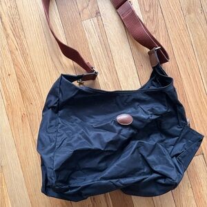 Longchamp Black and Brown Strap Crossbody Bag